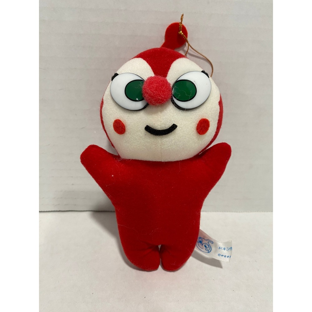 Sega Anpanman Dokin-chan Plush Mascot Vintage 1990 Red Flocked Ornament 6.5in